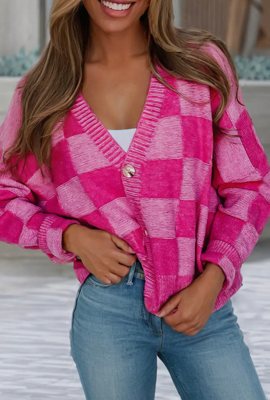 Pink Checkered Sweater