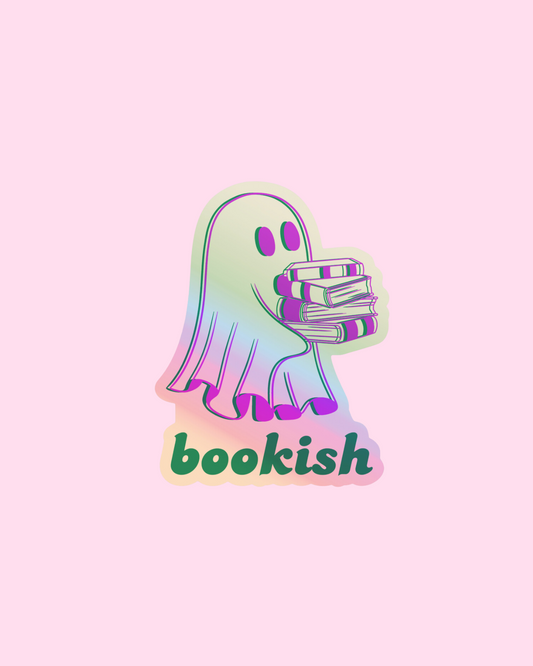 Holographic Bookish Ghost Sticker