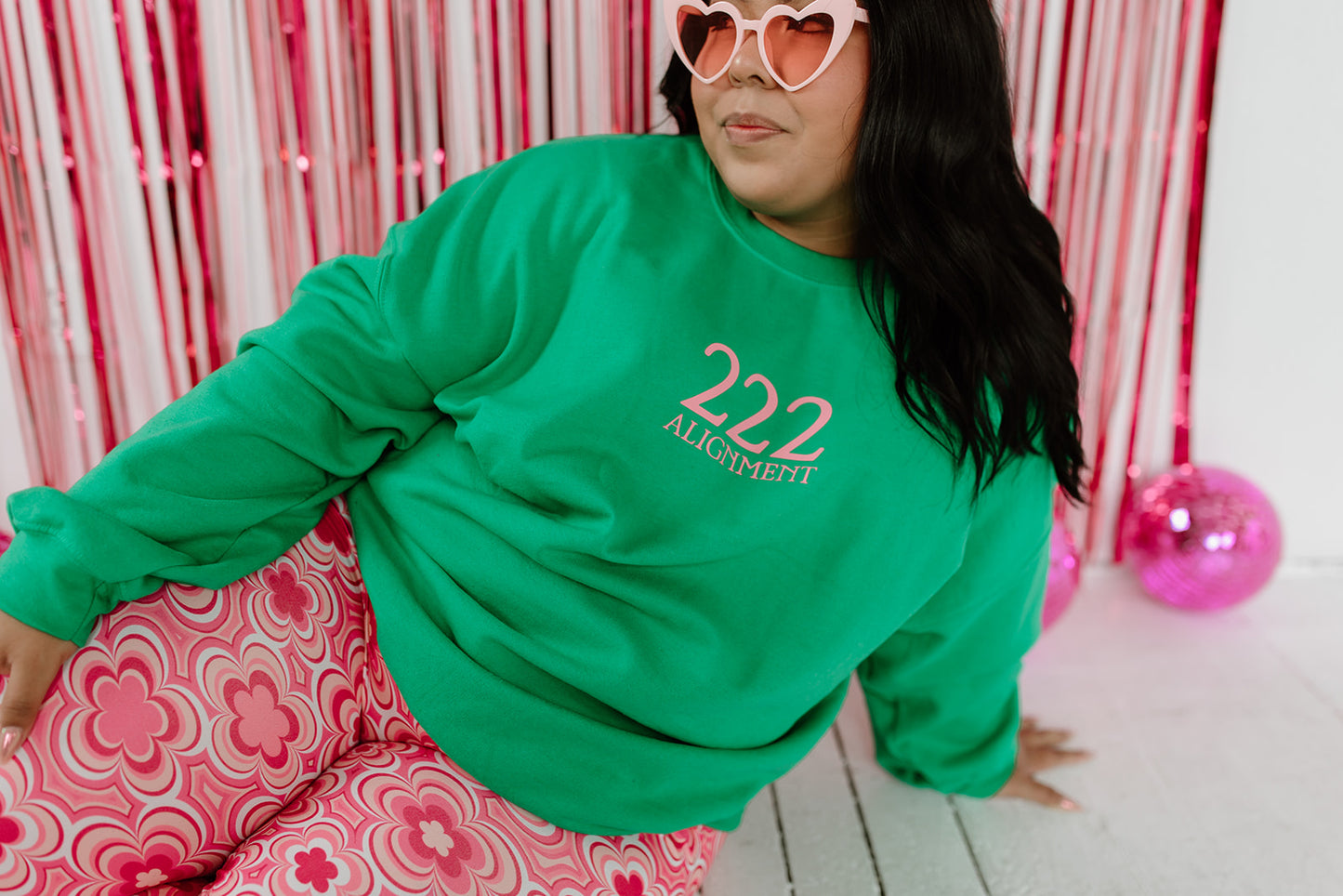 222 Pink and Green Crewneck