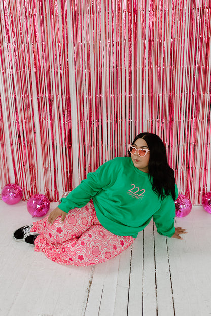 222 Green and Pink Crewneck