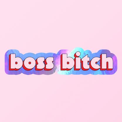 Pink holographic boss bitch sticker