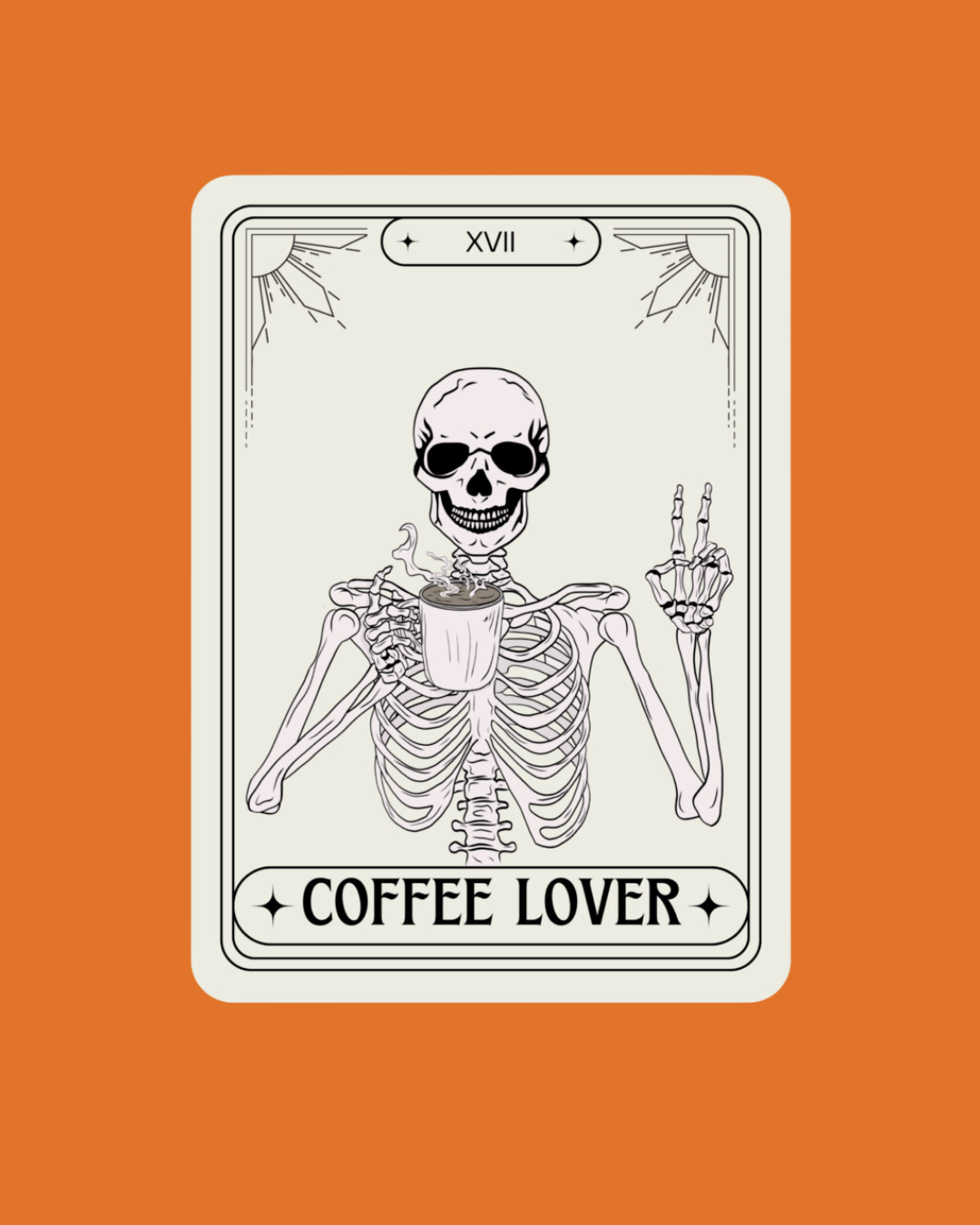 skeleton coffee lover tarot sticker