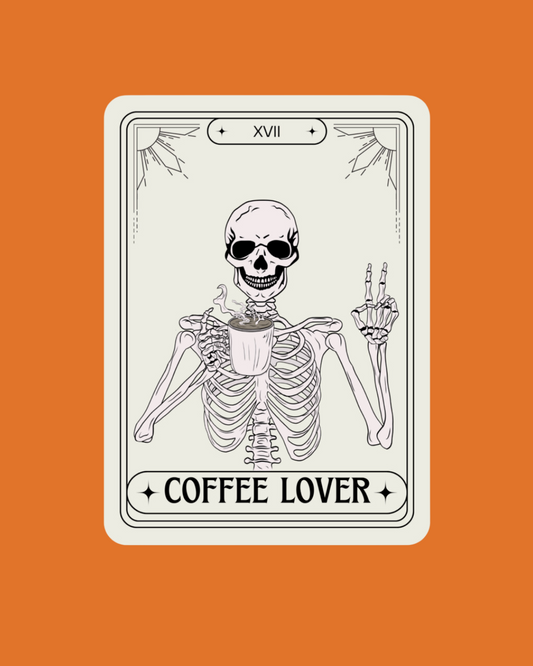 skeleton coffee lover tarot sticker