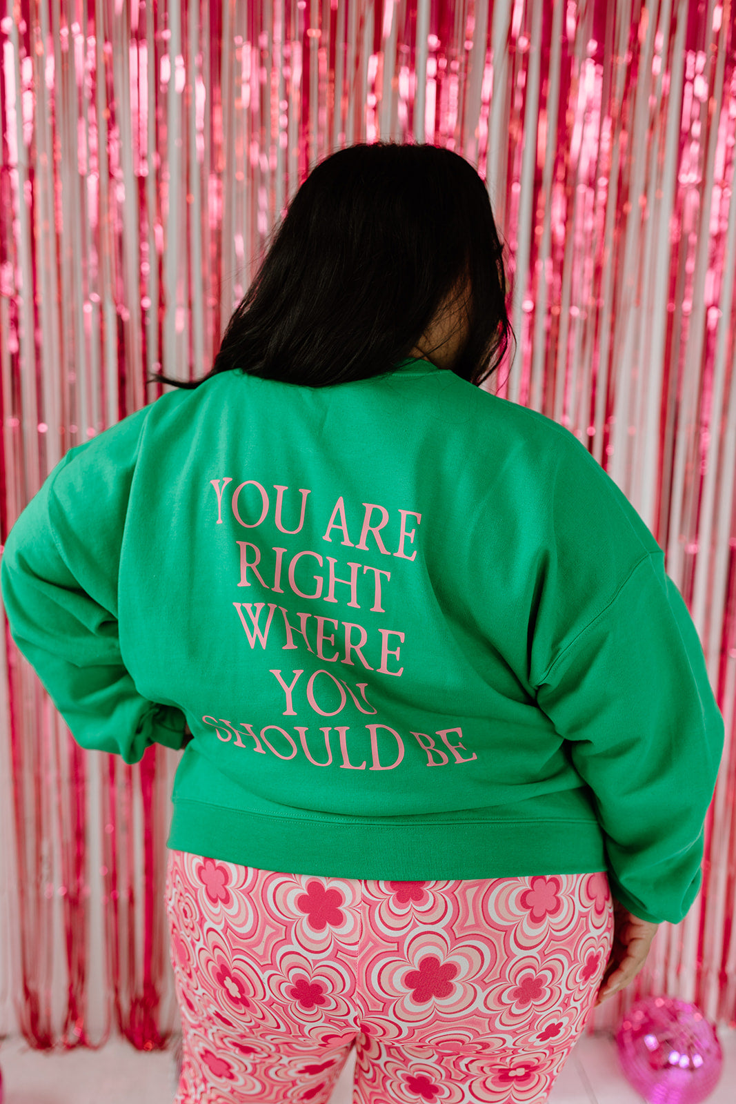 222 Green and Pink Crewneck