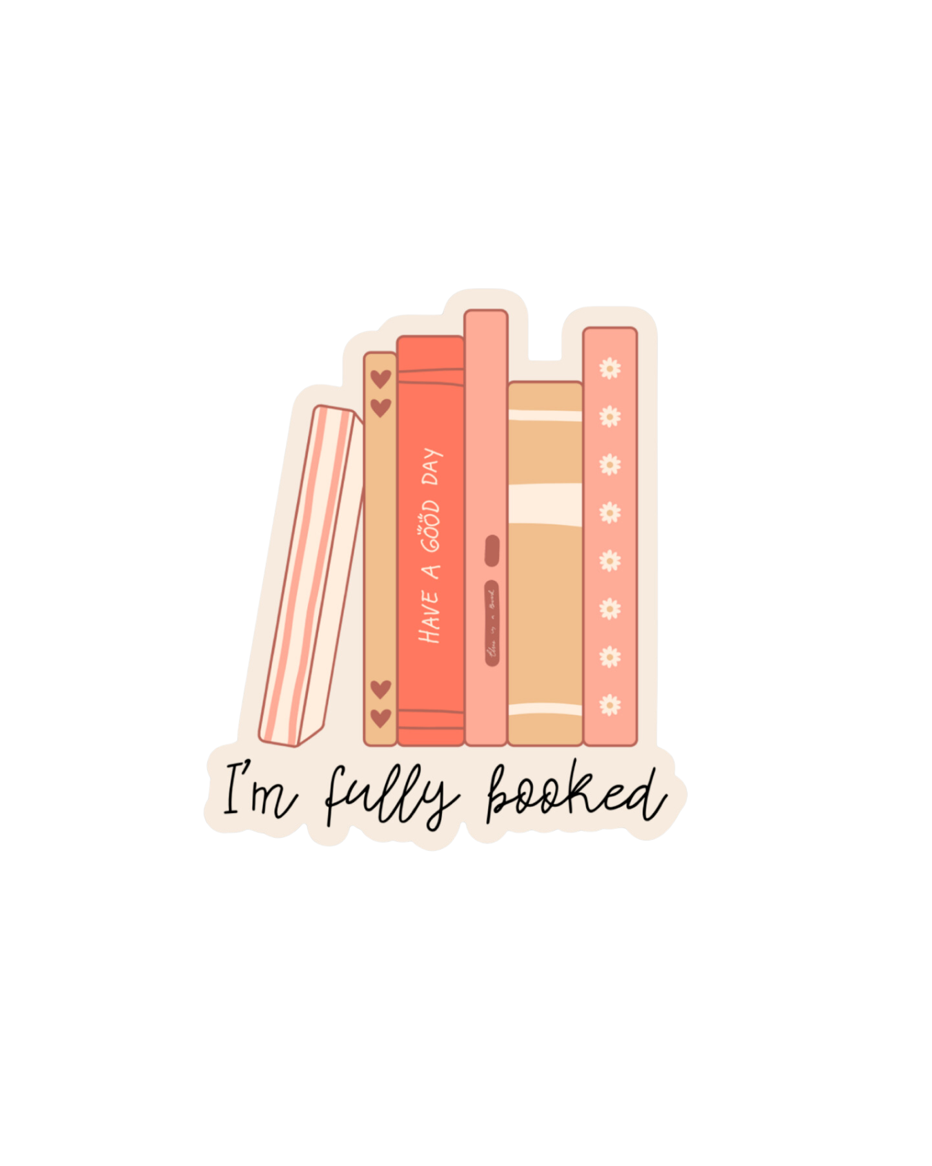 orange and pink fully booked sticker 